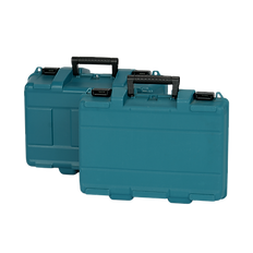 Valigetta porta utensili rigida o cassetta porta attrezzi in plastica rigida color ottanio realizzata con stampa a soffiaggio. Il prodotto presenta maniglie per una presa facile e un meccanismo di chiusura in nero. 