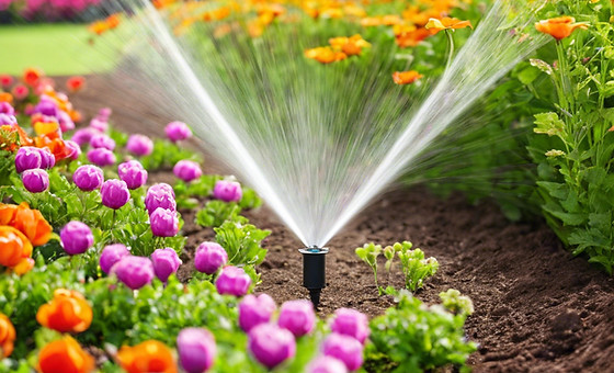 sprinkler flower bed