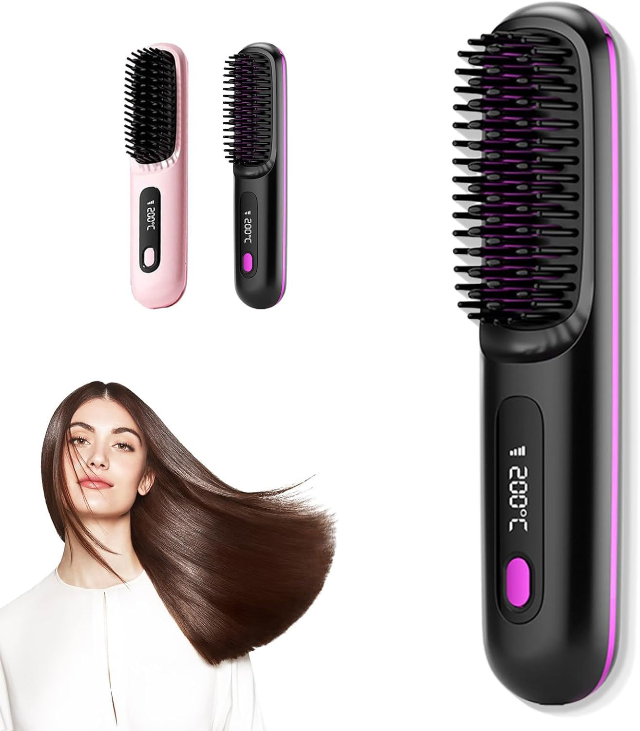 Portable Straightener Brush - Gobrush Pro Go Brush Pro Straightener Rechargeable