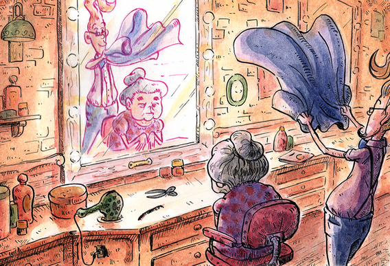 haircut old lady art