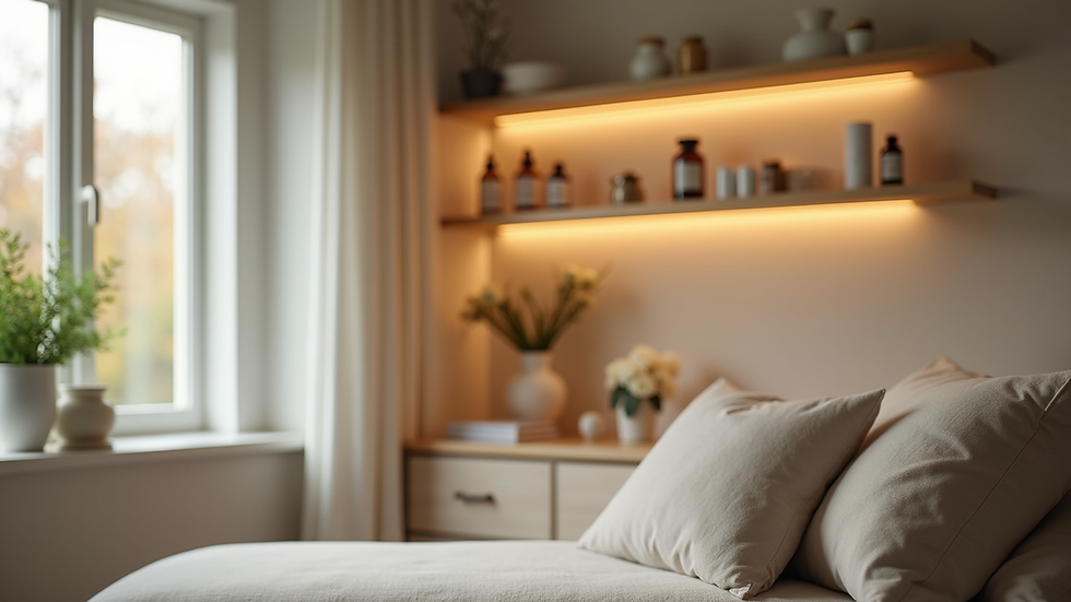 Close-up view of a calm therapy room with homeopathy remedies on shelves