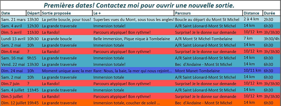 planning traversées de la baie 2026