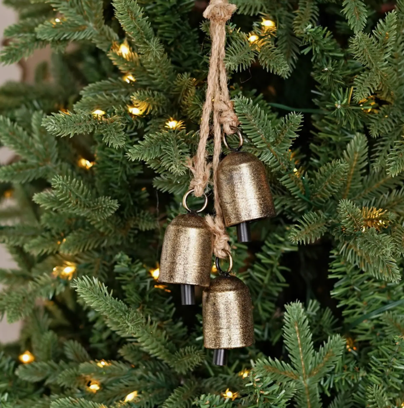 Brushed Gold Christmas Bell Cluster, 13 inch