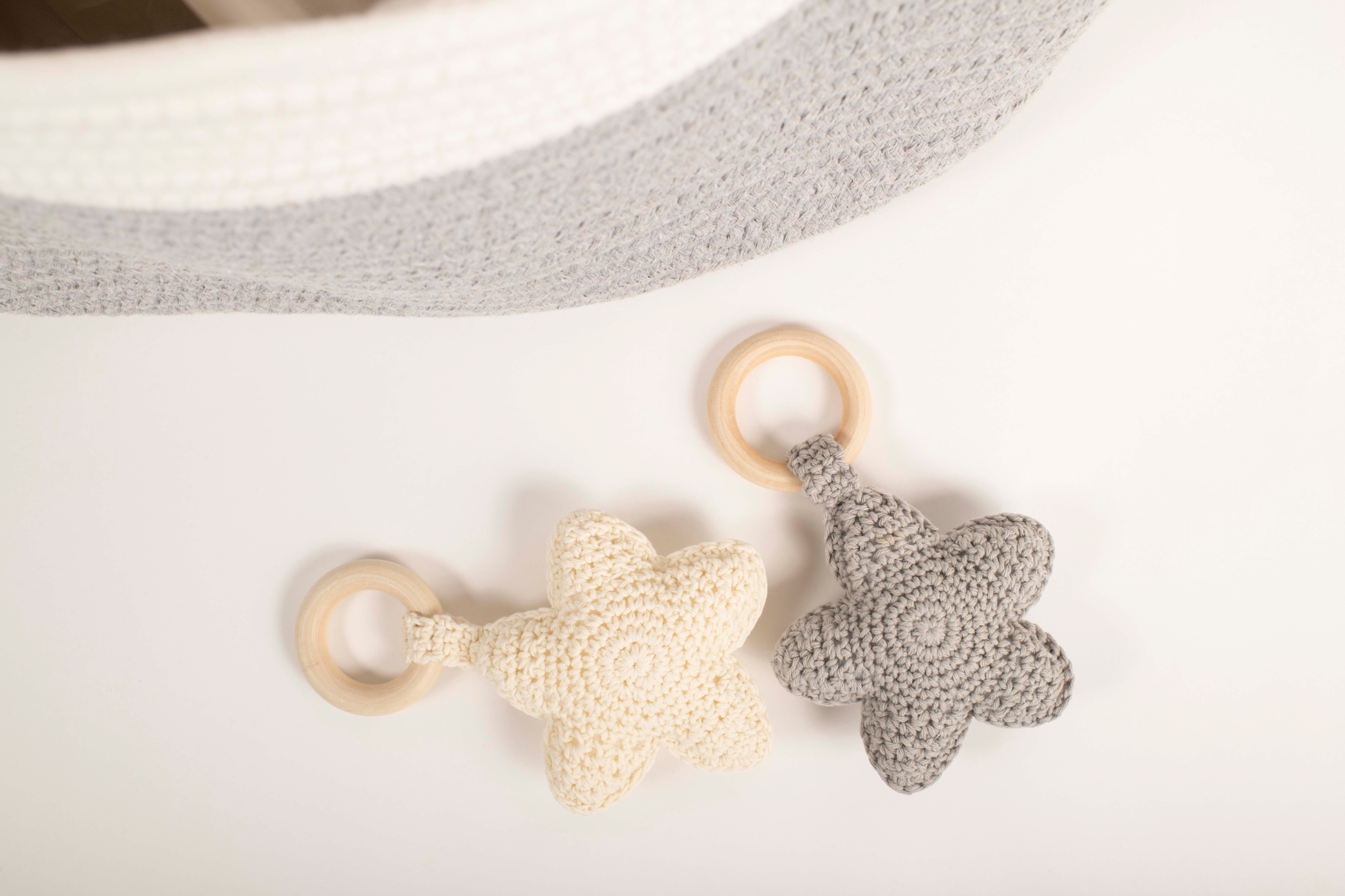 Organic Cotton Crochet Star Rattle Teether | Baby gift boxes