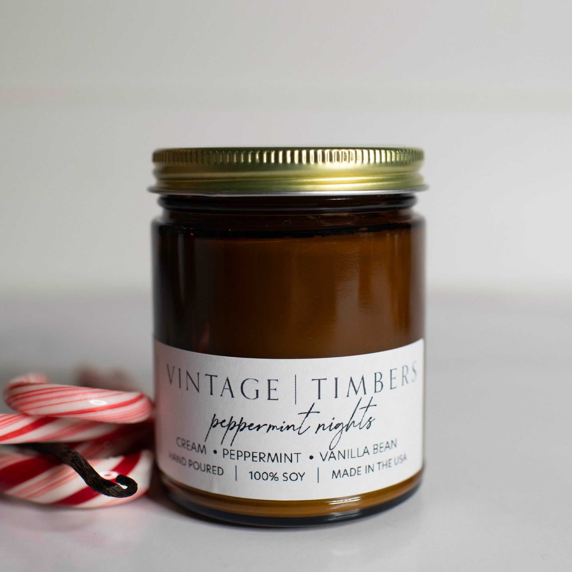 Vintage Timbers Peppermint Nights Scented Candle | Handcrafted Candle