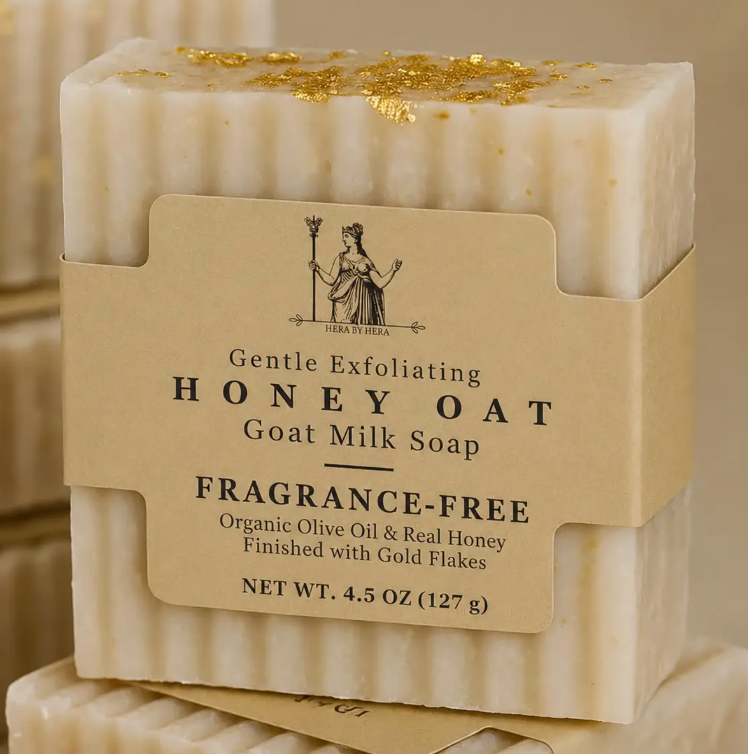 Hera by Hera Oatmeal and Honey Goat Milk Soap with Gold Flakes