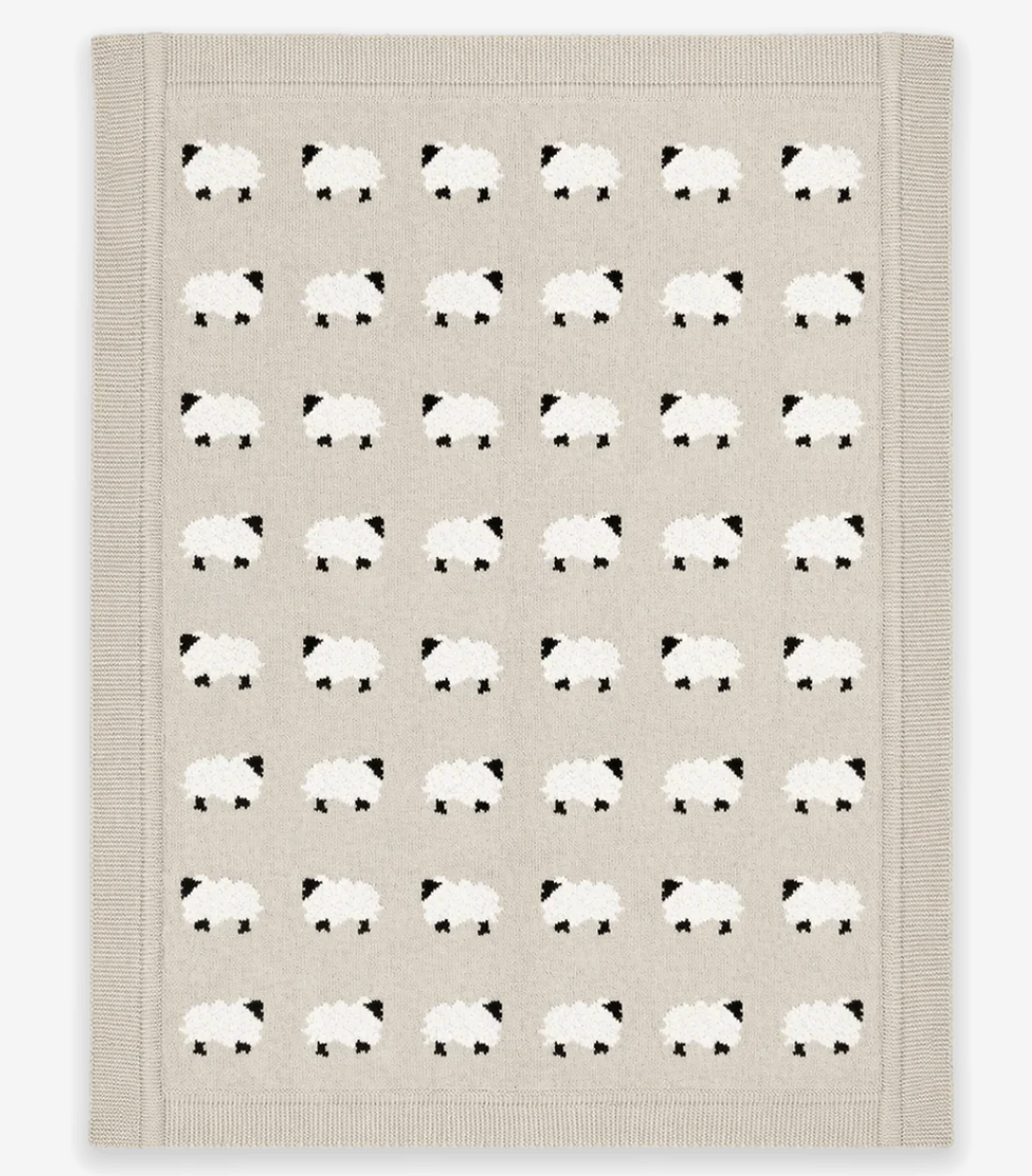 Furry Sheep - Jacquard Sweater Knit Baby Blanket (Organic Cotton)