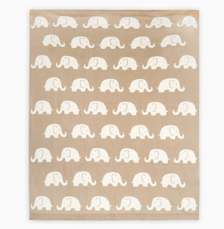 Thumbnail: Viverano Organics Organic Cotton Elephant Knit Baby Blanket