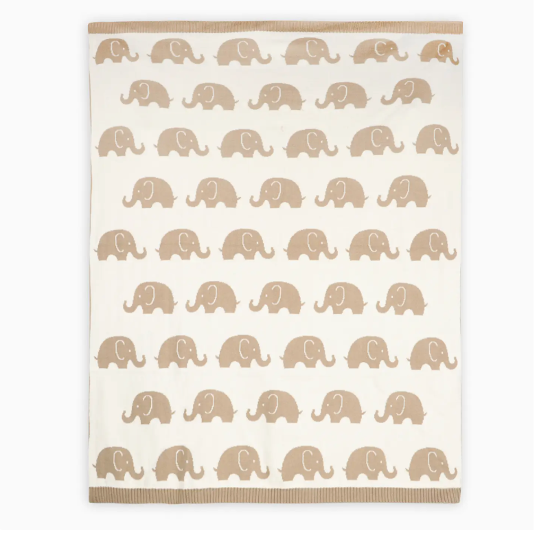 Thumbnail: Viverano Organics Organic Cotton Elephant Knit Baby Blanket