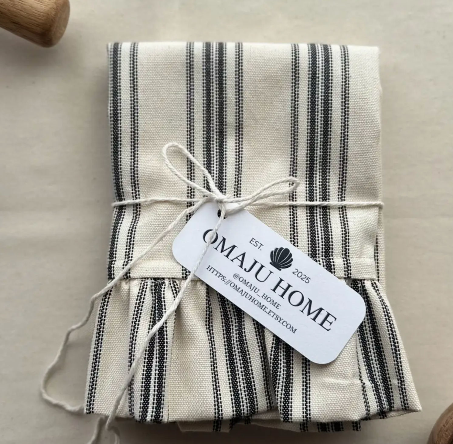Farmhouse Ruffles and Stripes Tea Towel