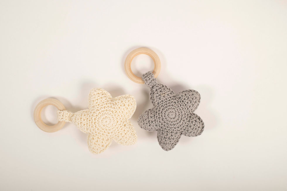 Thumbnail: Organic Cotton Crochet Star Rattle Teether | Baby gift boxes