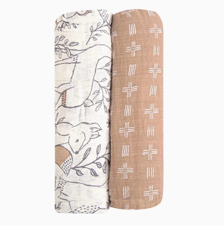 Ezra Woodland Organic Cotton Muslin Swaddle | 2 Piece