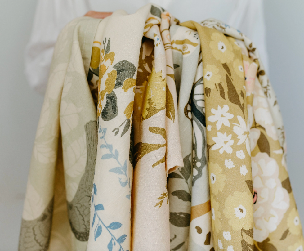 Thumbnail: Golden Meadow Flora Cotton Linen Tea Towel | Warm Farmhouse Kitchen, by Flowerie