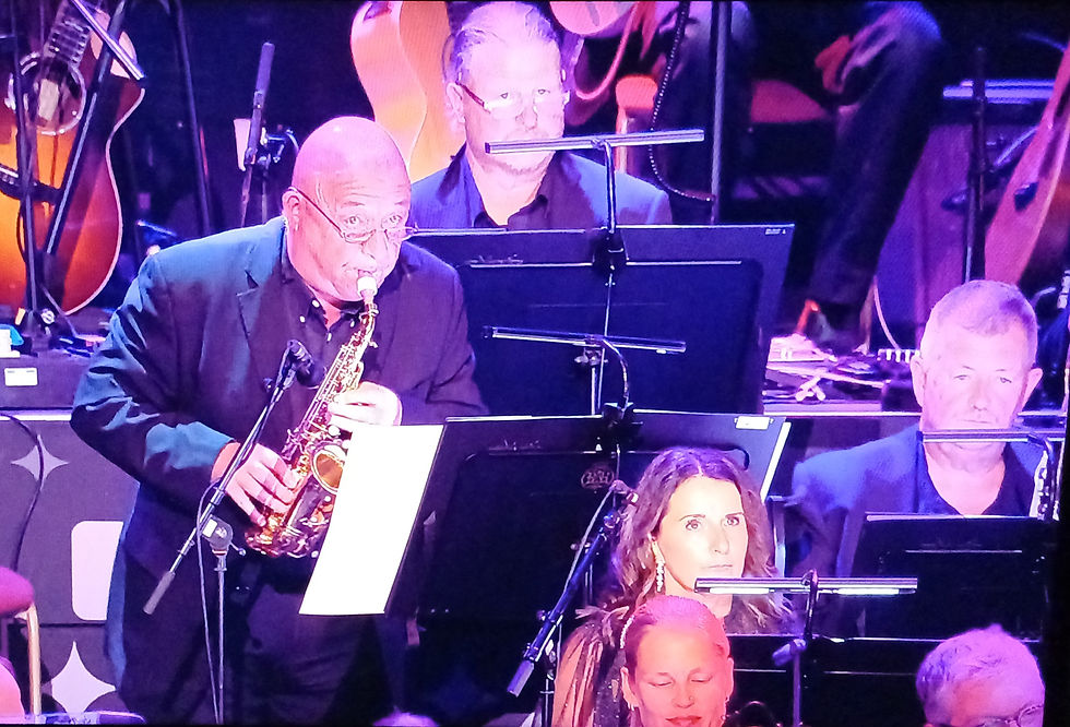 Andy Findon playing Out-Bloody-Rageous, 18th July 2026 (screen grab from BBC4 TV footage)