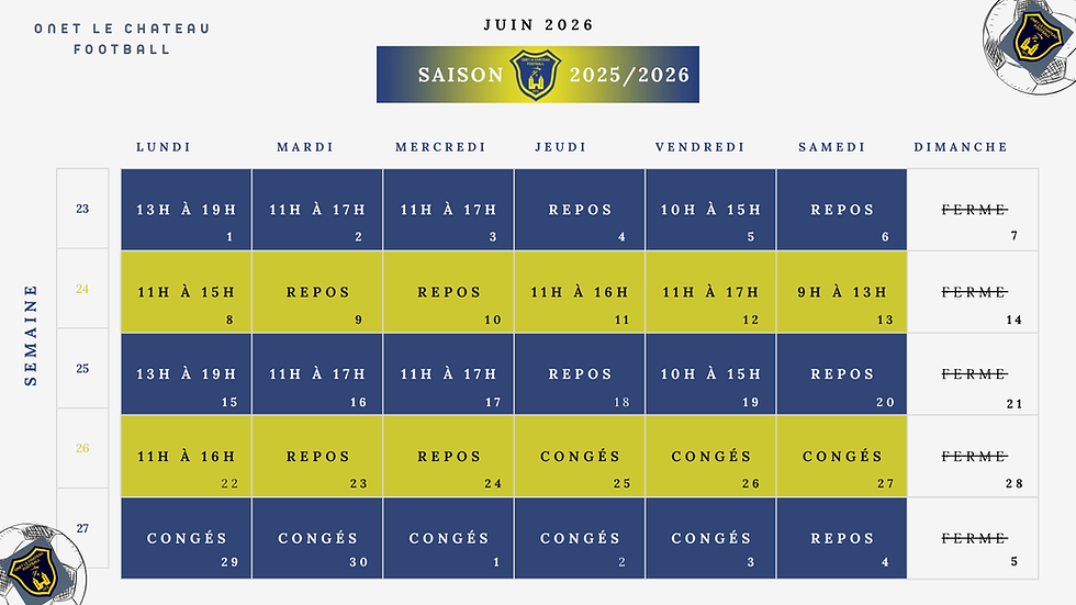 Calendrier de permanence Onet