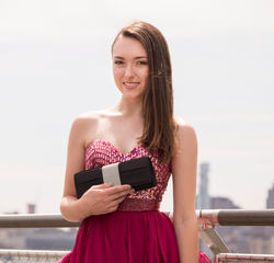 Young woman modeling for prom shoot