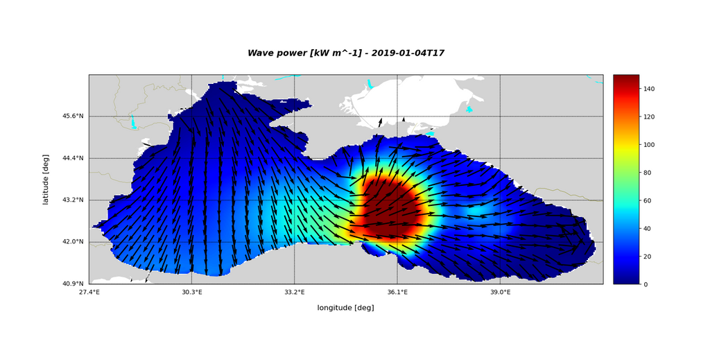 Wave power, Data visualization in Python, Matplotlib, Jupyter Notebook with Data form Copernicus Marine Service