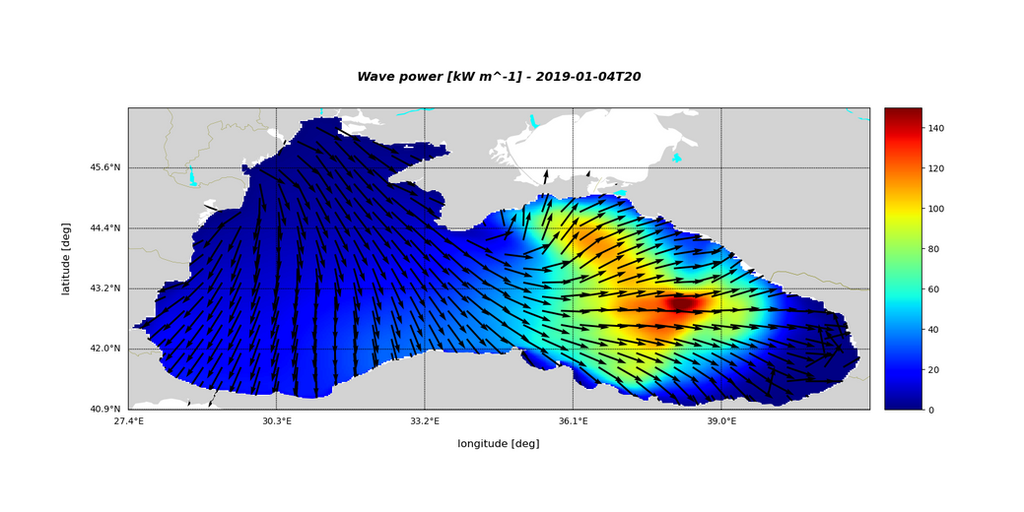 Wellenkraft, Datenvisualisierung in Python, Matplotlib, Jupyter Notebook mit Daten von Copernicus Marine Service