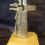 Thumbnail: Large pewter stand on wooden base