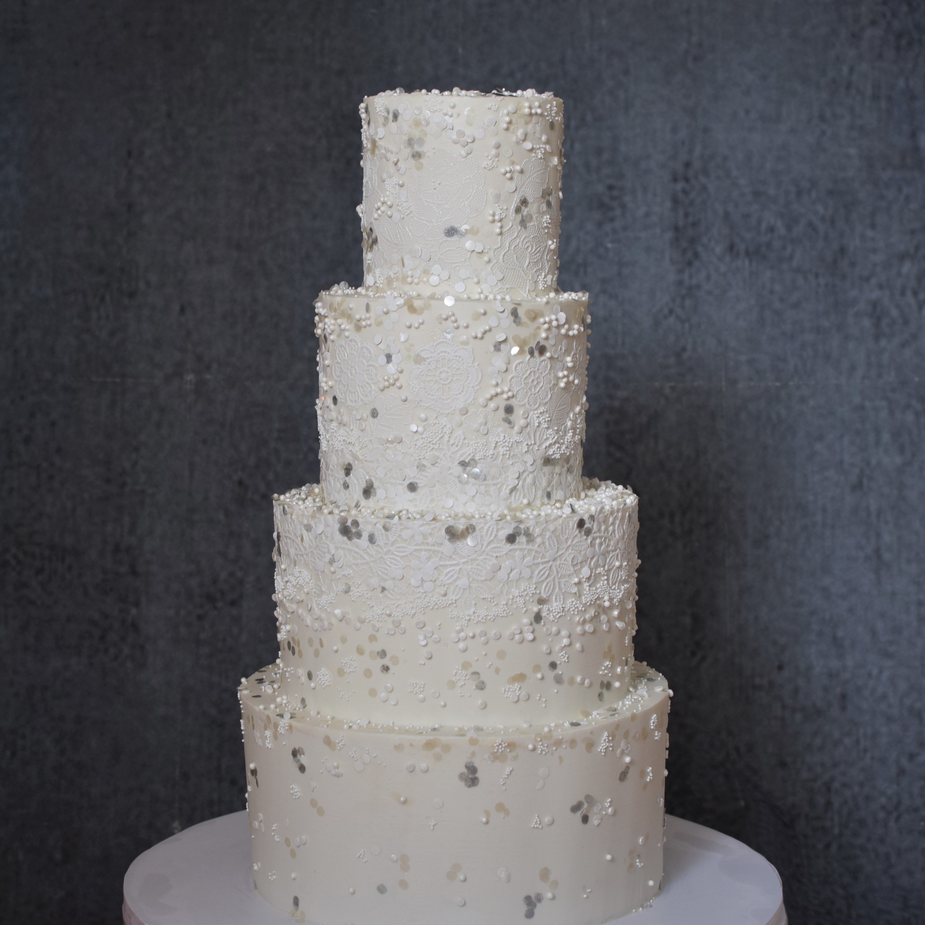 Lace and sequin Wedding cake erie pa