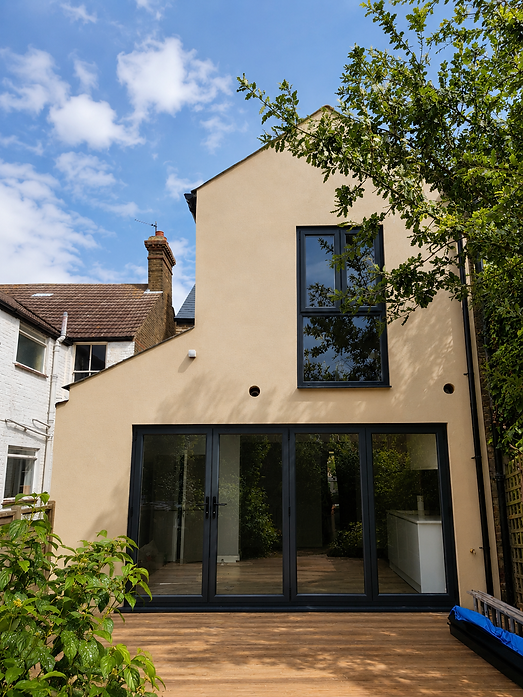 new structural opening with new bi-fold doors. new render