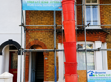 Street view of property undergoing roof replacement in Whitstable's conservation area