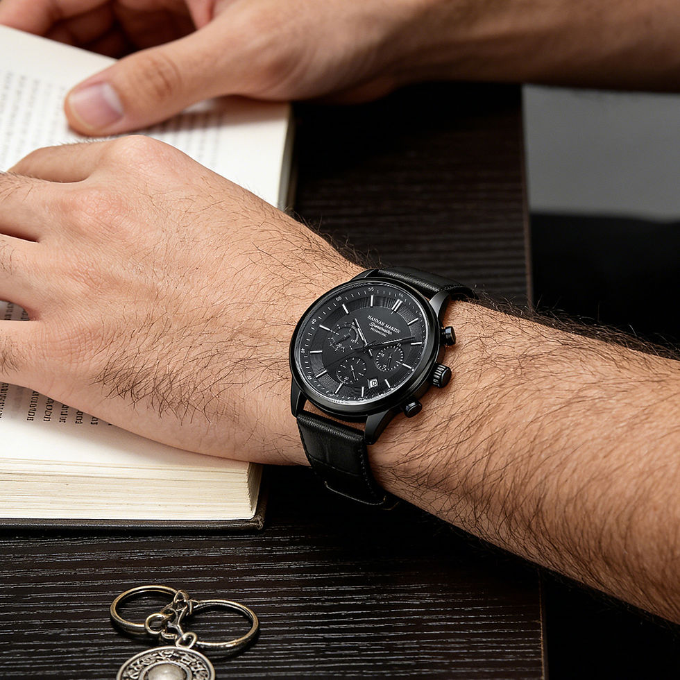 Miniatura: Relógio Masculino com Pulseira de Couro Preto, 41mm, Mostrador Multifuncional