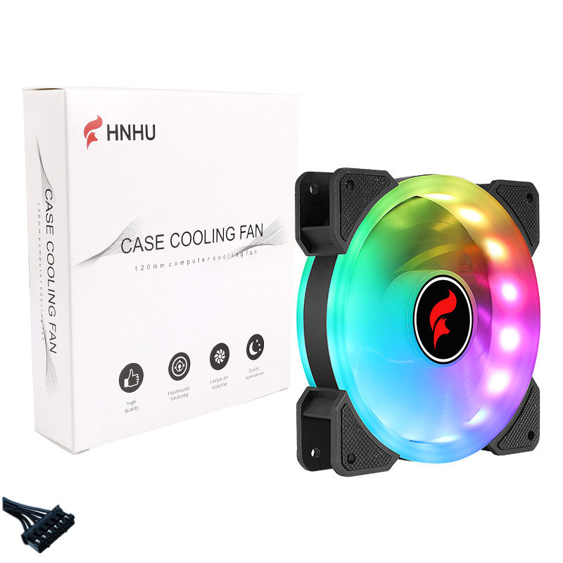 Miniatura: Ventoinha de resfriamento para gabinete de computador HNHU de 120 mm com LED RGB