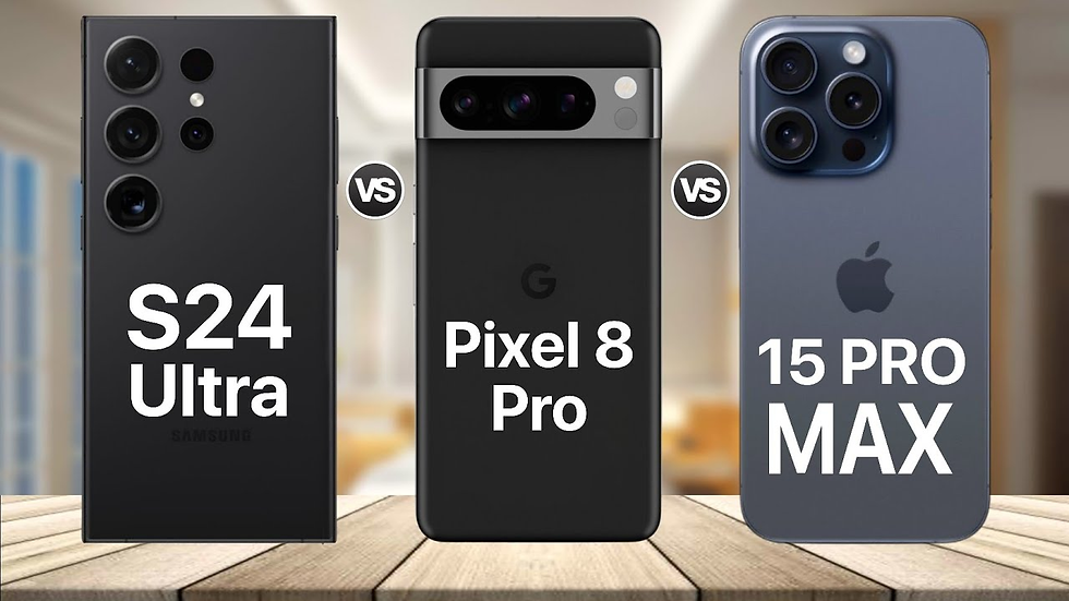 Iphone 15 Pro Max, Samsung Galaxy S4 Ultra, Google Pixel 8 Pro