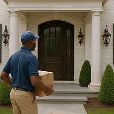 Courier delievring customer's package