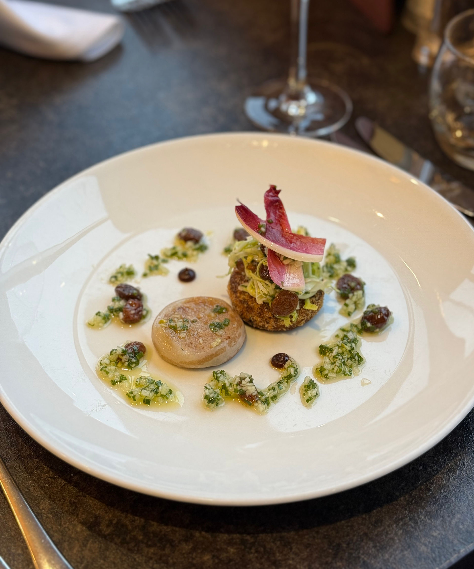 Hock & cheek fritter dish in a restaurant