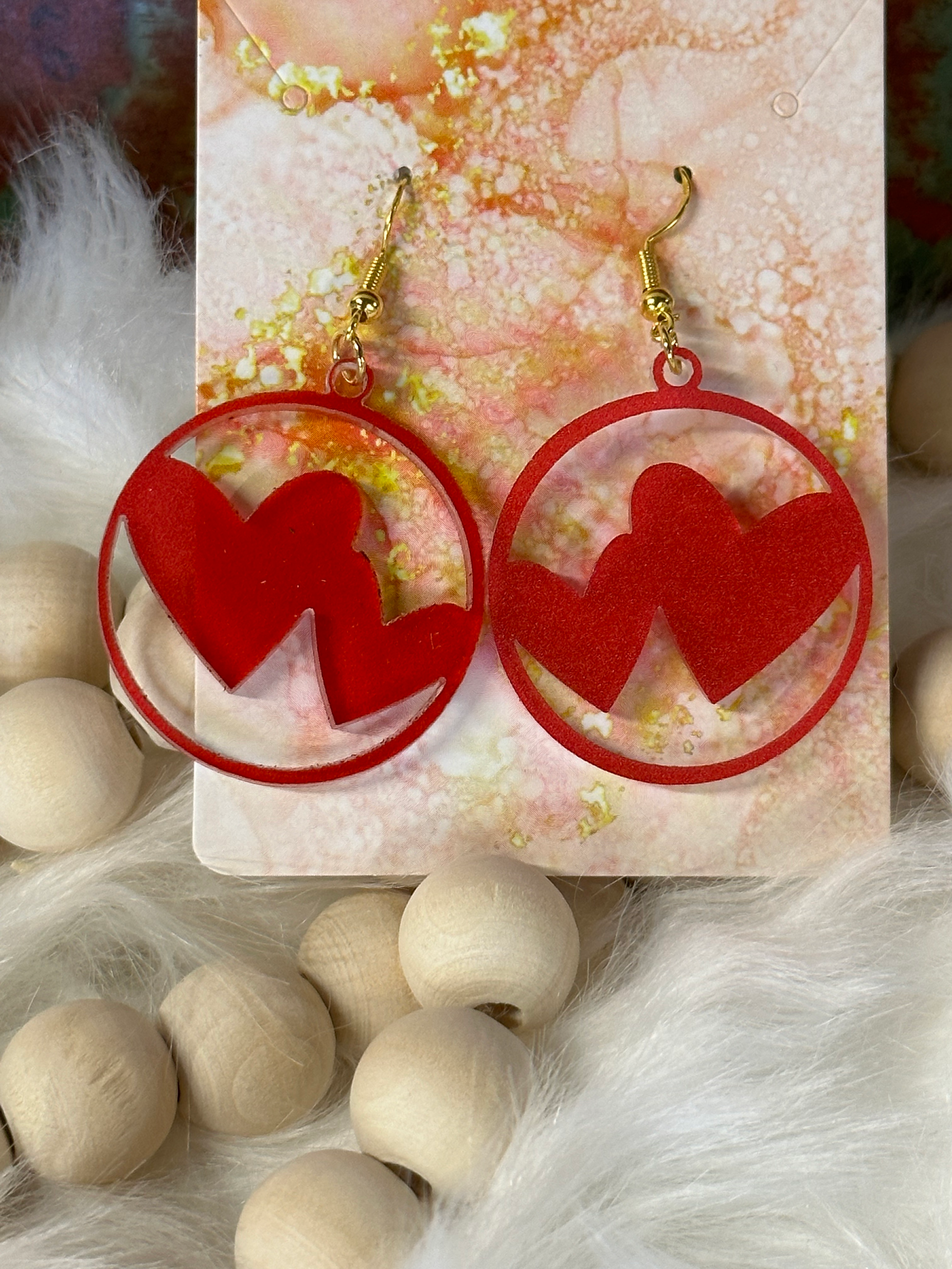 Red Textured Transparent Acrylic Earrings