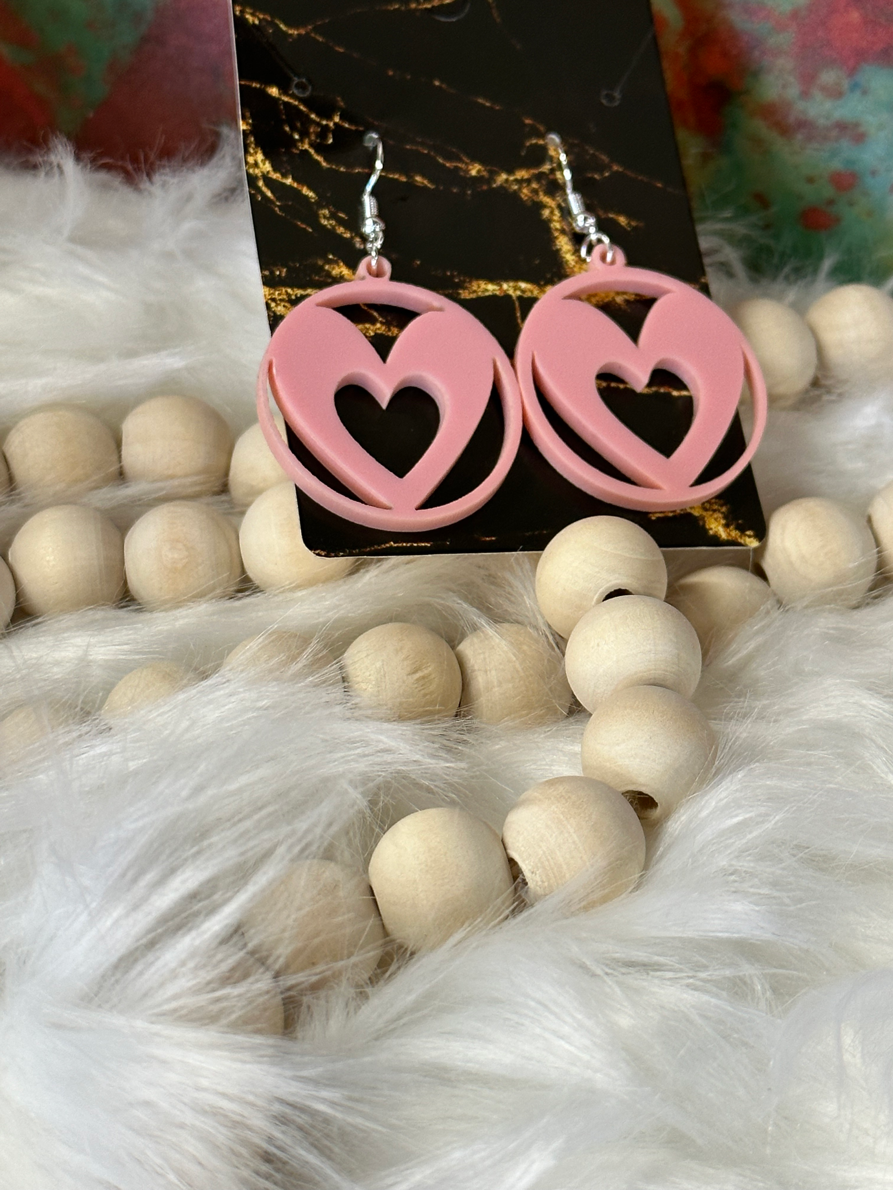 Pink Matte Heart Cutout Acrylic Earrings