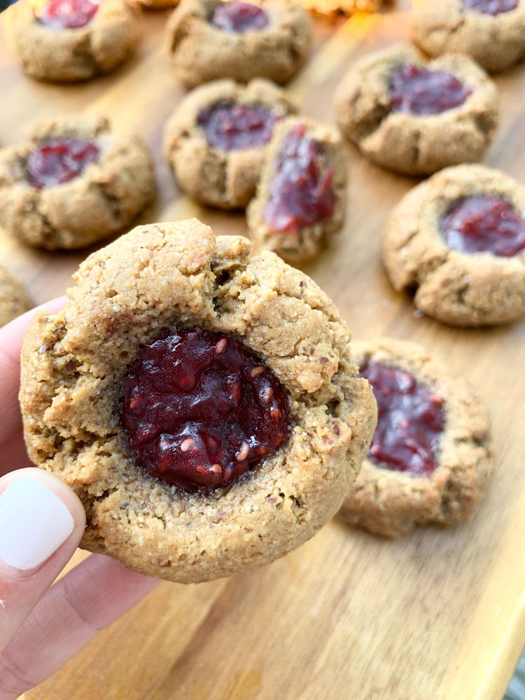 Peanut Butter & Jelly Thumb Cookies