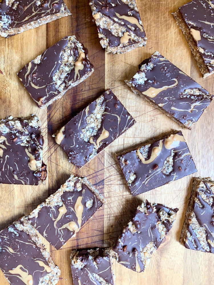 Chocolate Drizzle No Bake Granola Bars