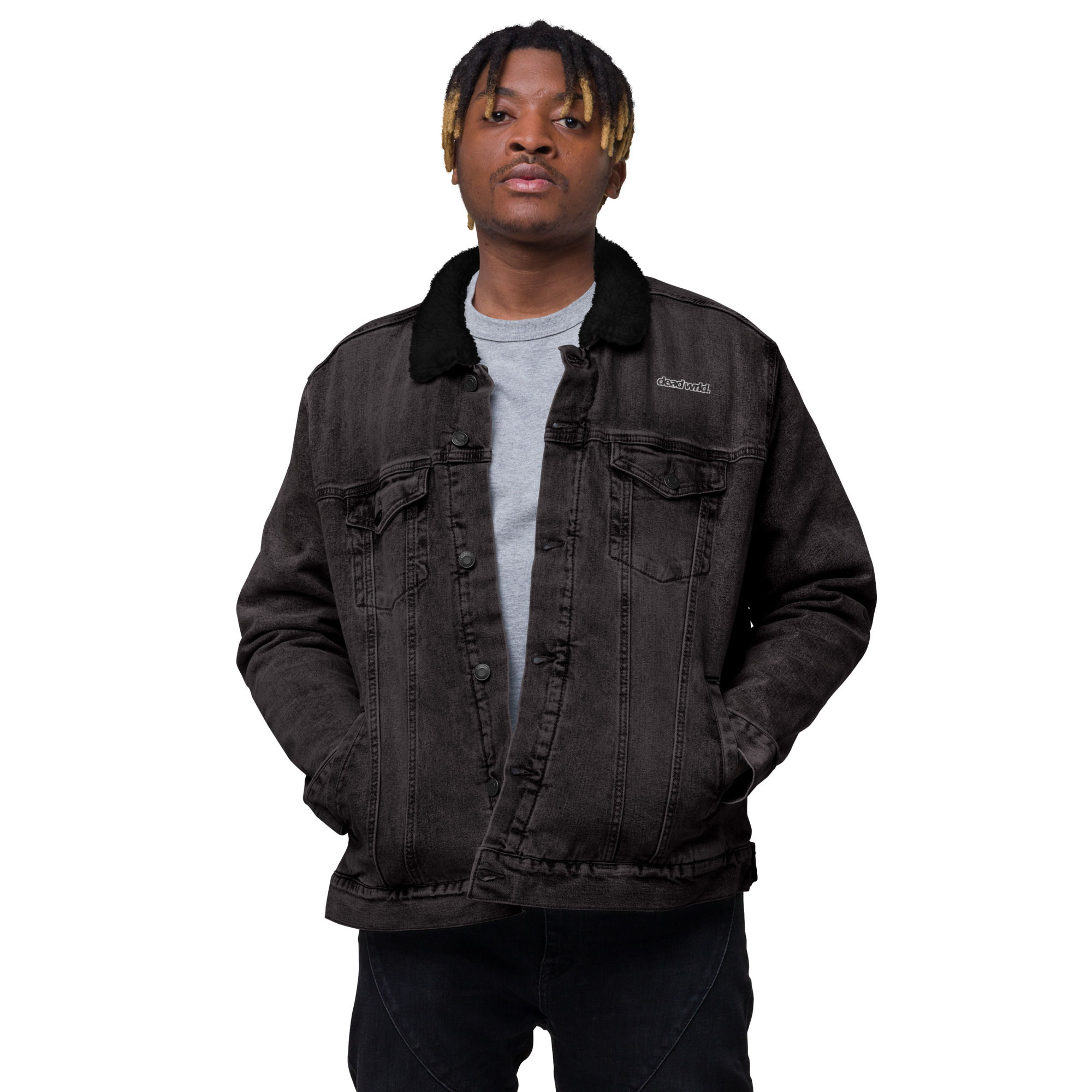 deadwrld. Unisex denim sherpa jacket
