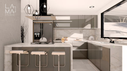 RENDER DEL DESAYUNADOR Y COCINA