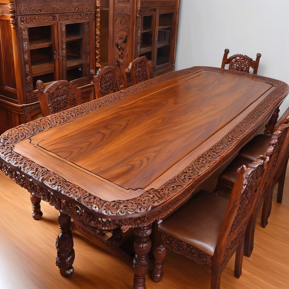 Walnut wood hand carved dining table Kashmir