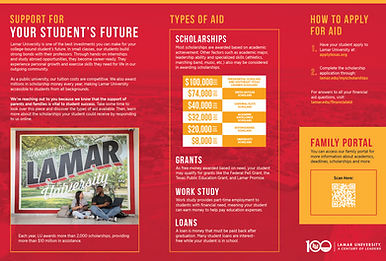 Lamar University enrollment parent brochure inside