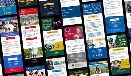 Various email designs in an angular pattern