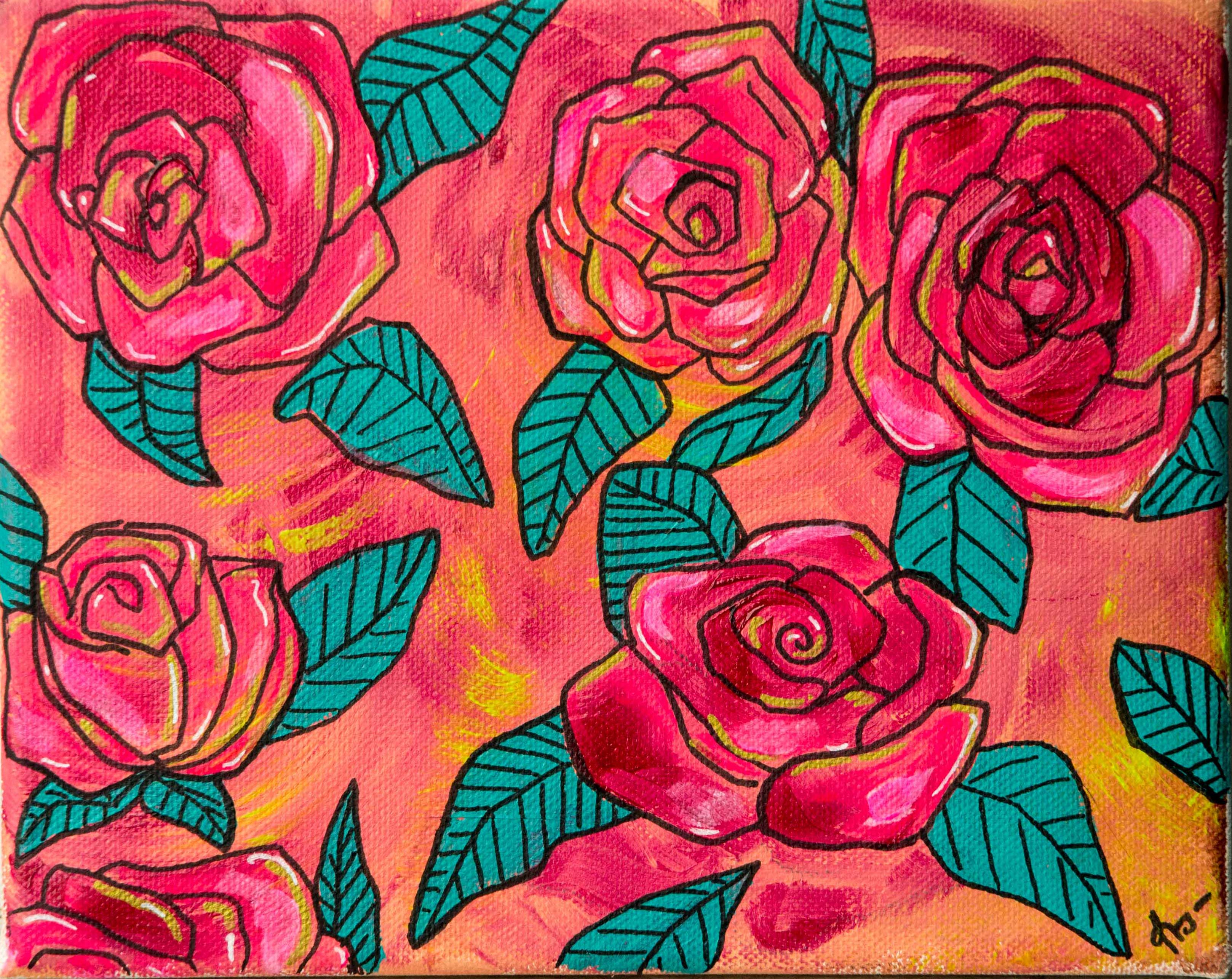Rosas Pop-Acrílico sobre tela
