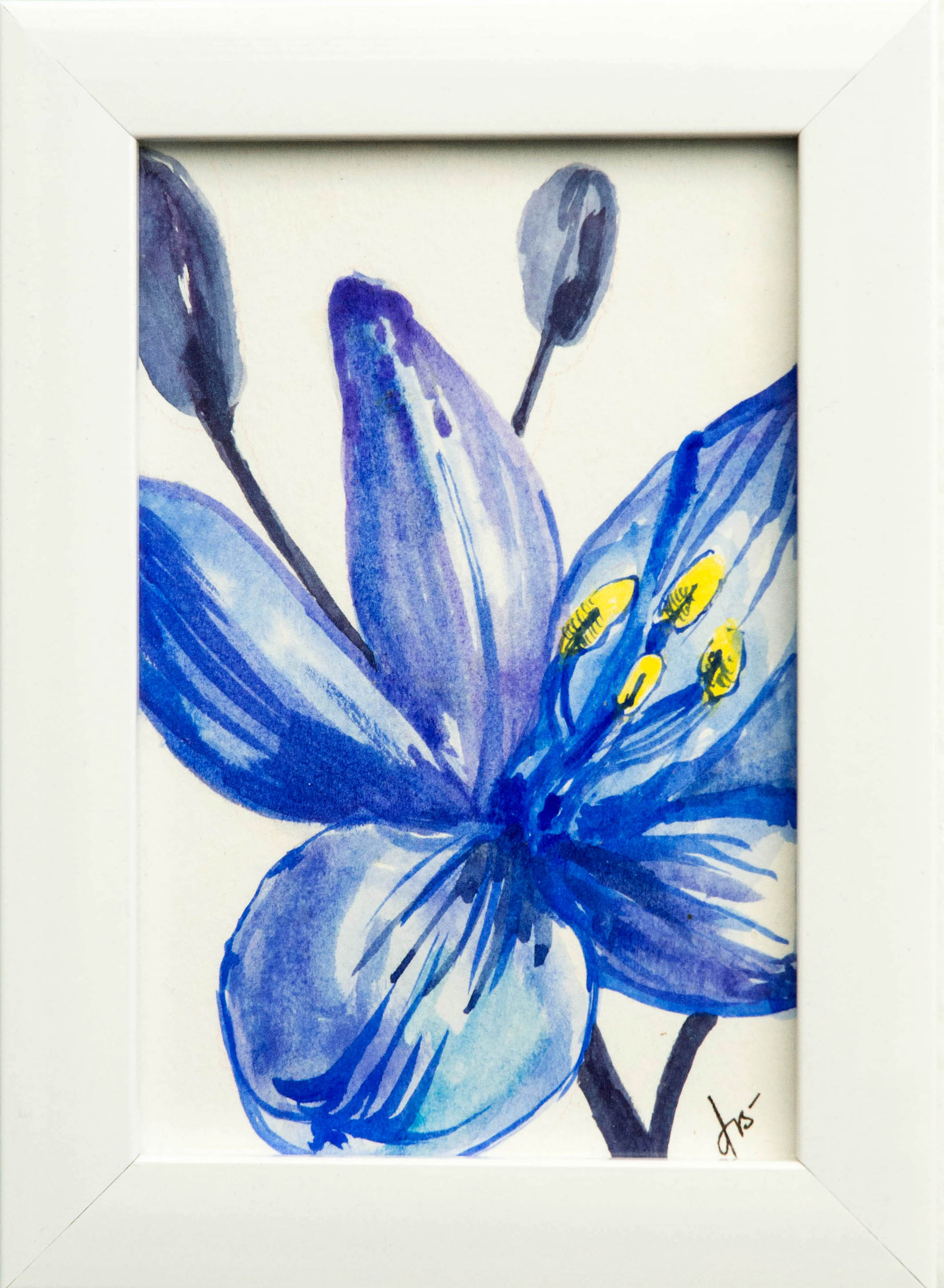 Flor Azul-Acuarela sobre papel