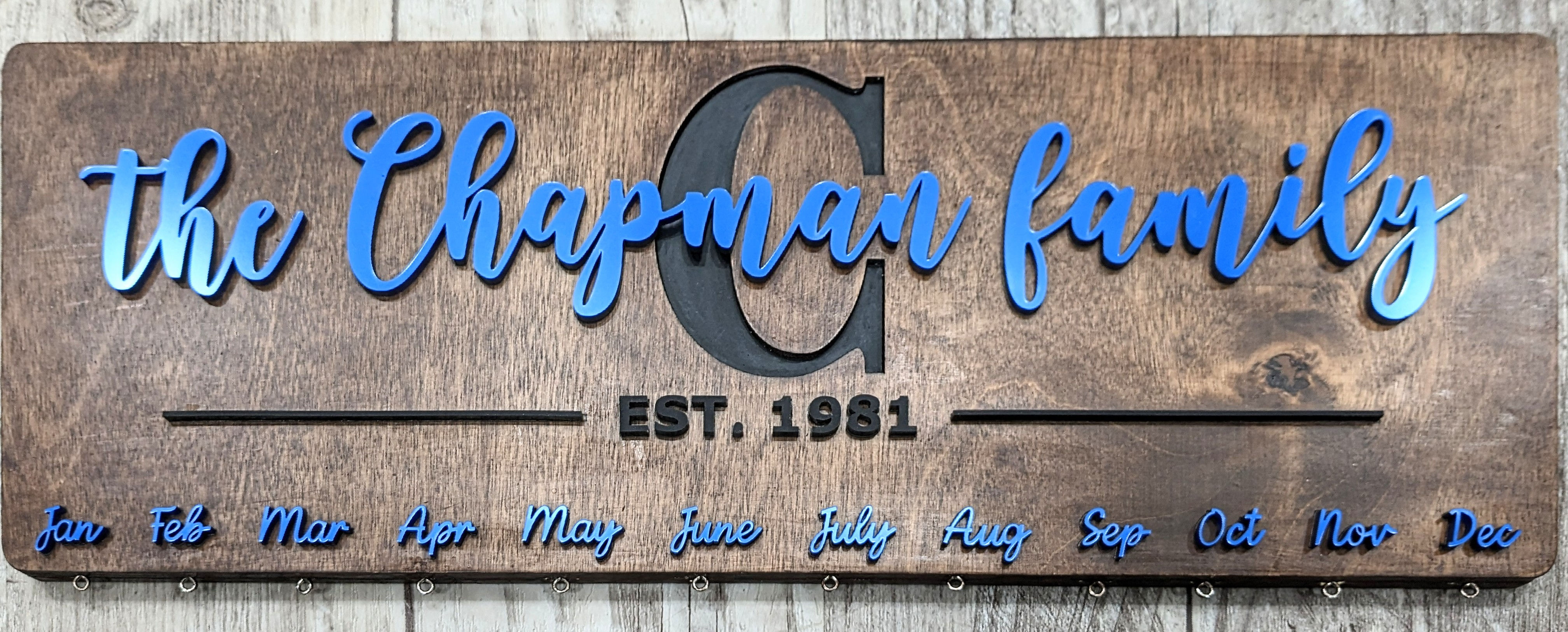 Family celebrations board (wood)