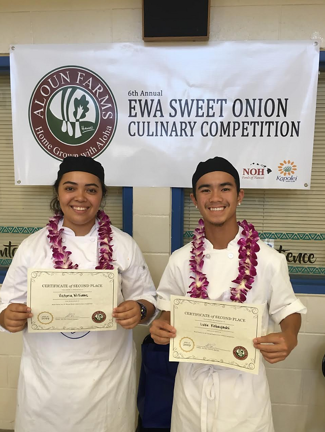 Seniors Victoria Williams (left) and Luke Kobayashi (right) won second place at the Culinary Competition. 