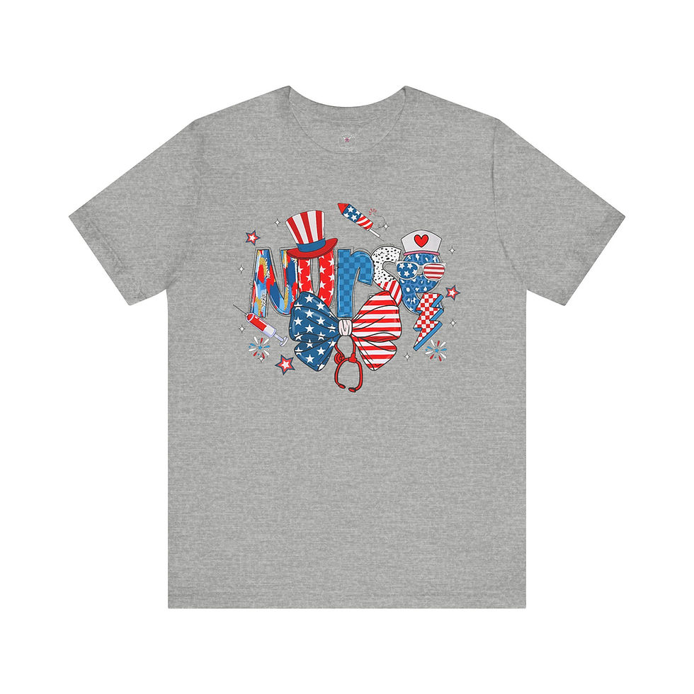Miniatura: Patriotic Nurse Bow Unisex Jersey Short Sleeve Tee