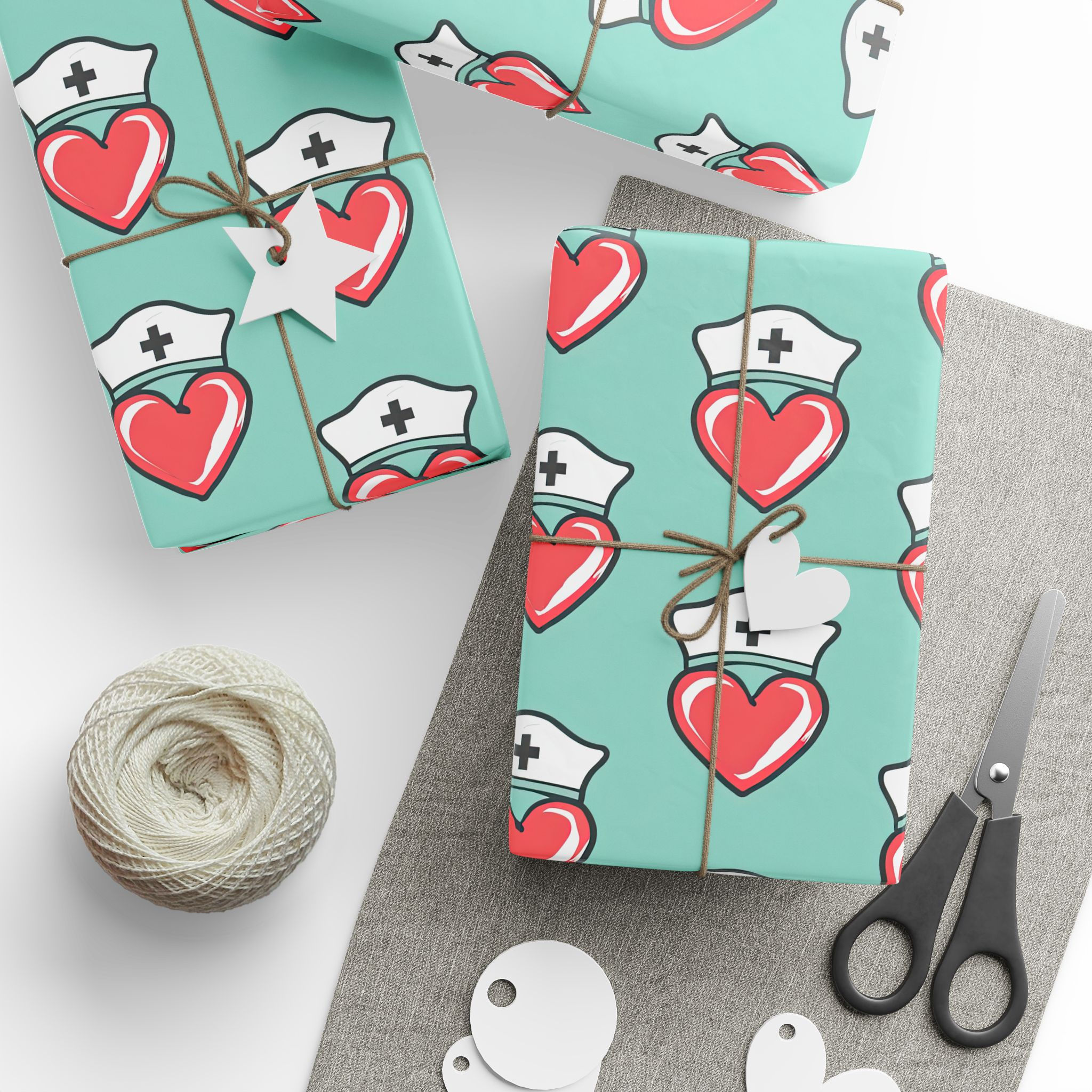Heart Nurse Cap Wrapping Paper