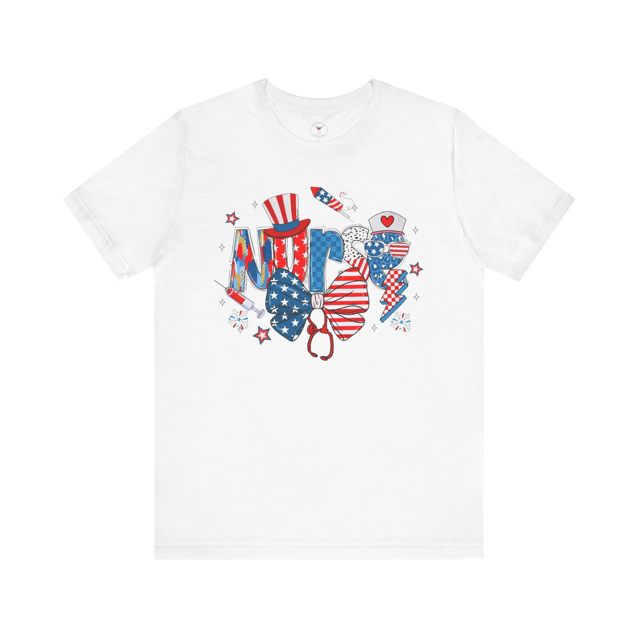 Patriotic Nurse Bow Unisex Jersey Short Sleeve Tee