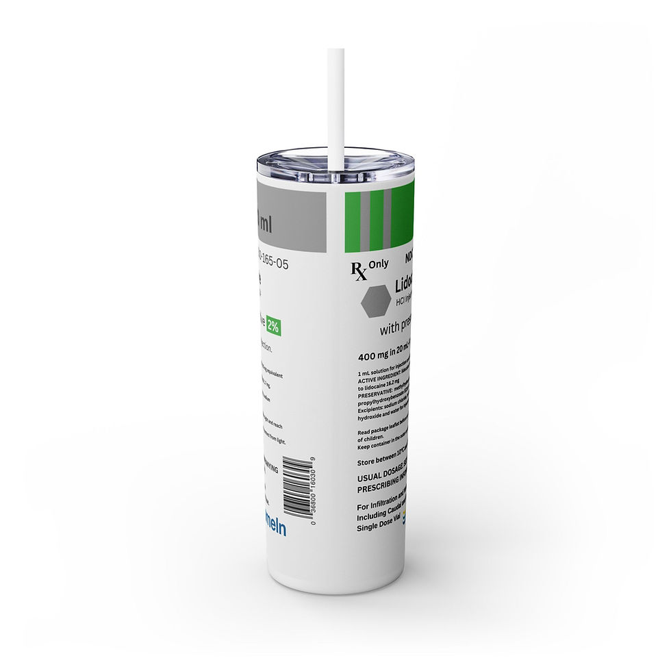 Miniatura: Lidocaine Skinny Tumbler with Straw, 20oz