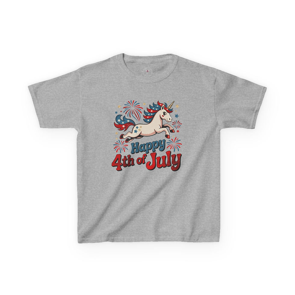 Miniatura: Unicorne 4th of July Kids Heavy Cotton™ Tee