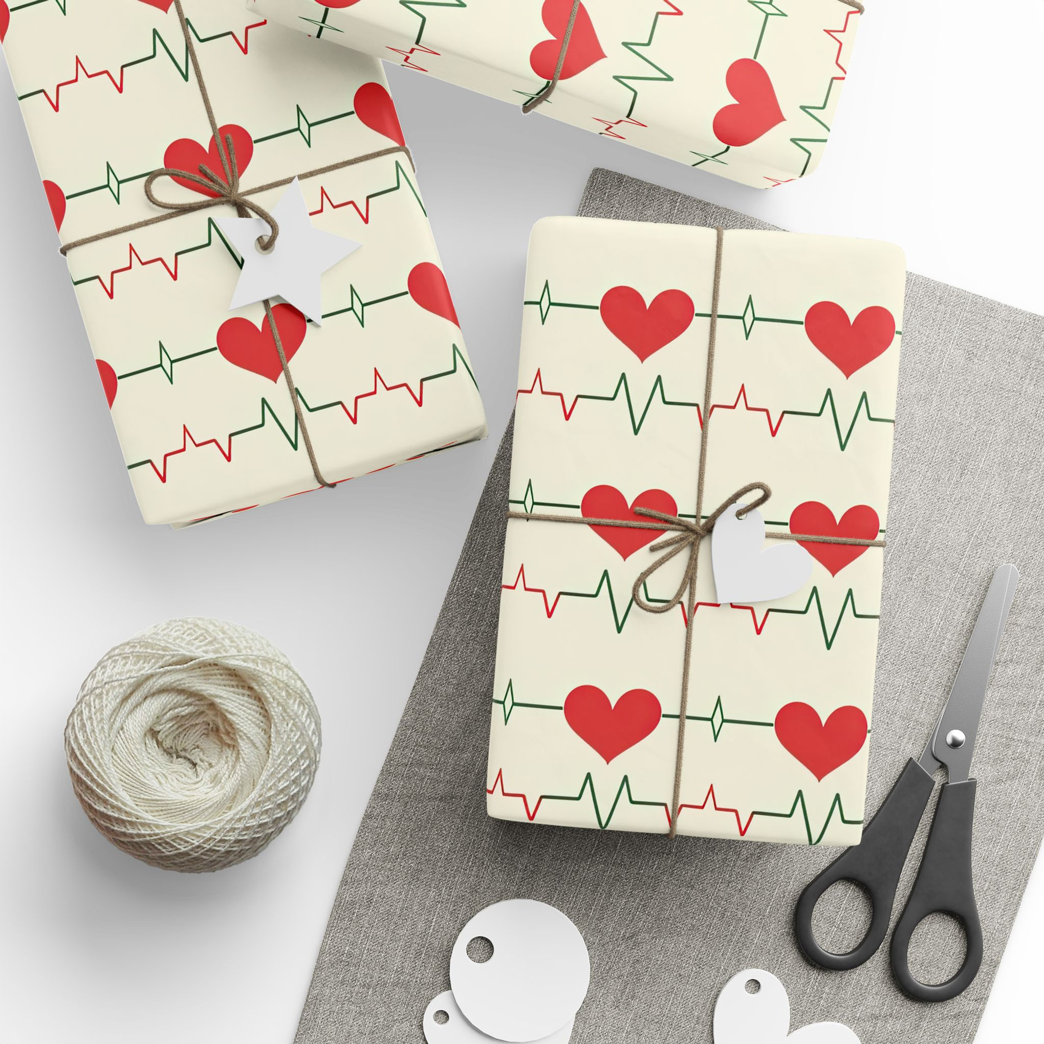 EKG Hearts 2 Wrapping Paper
